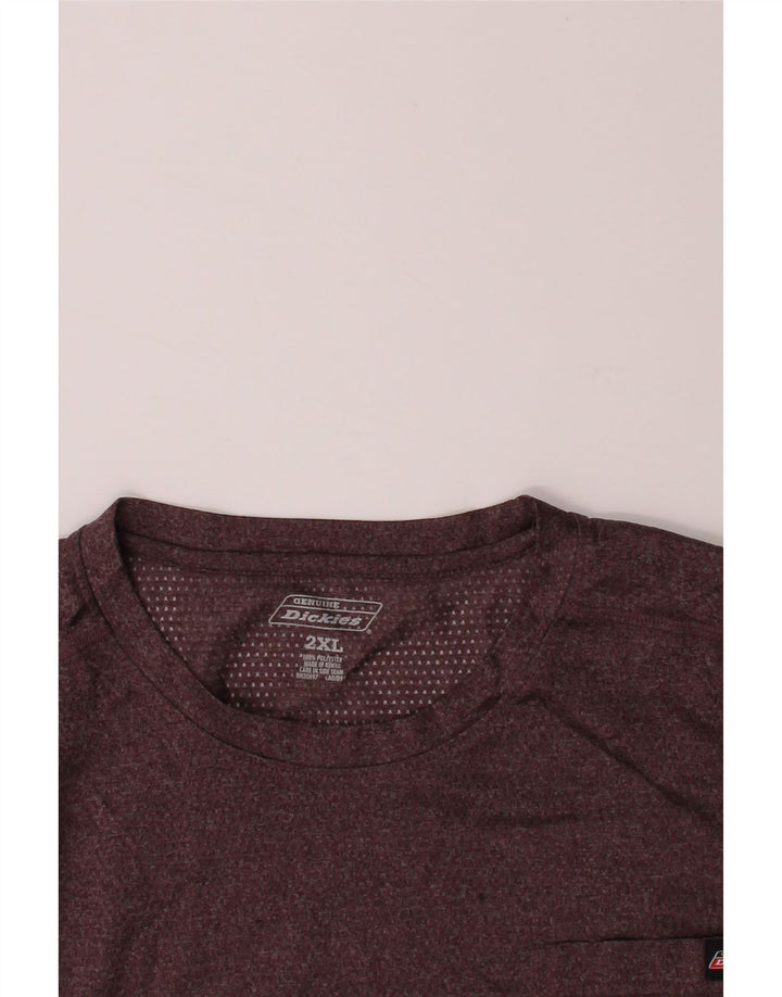 DICKIES Mens T-Shirt Top 2XL Burgundy Polyester Vintage Dickies and Second-Hand Dickies from Messina Hembry 