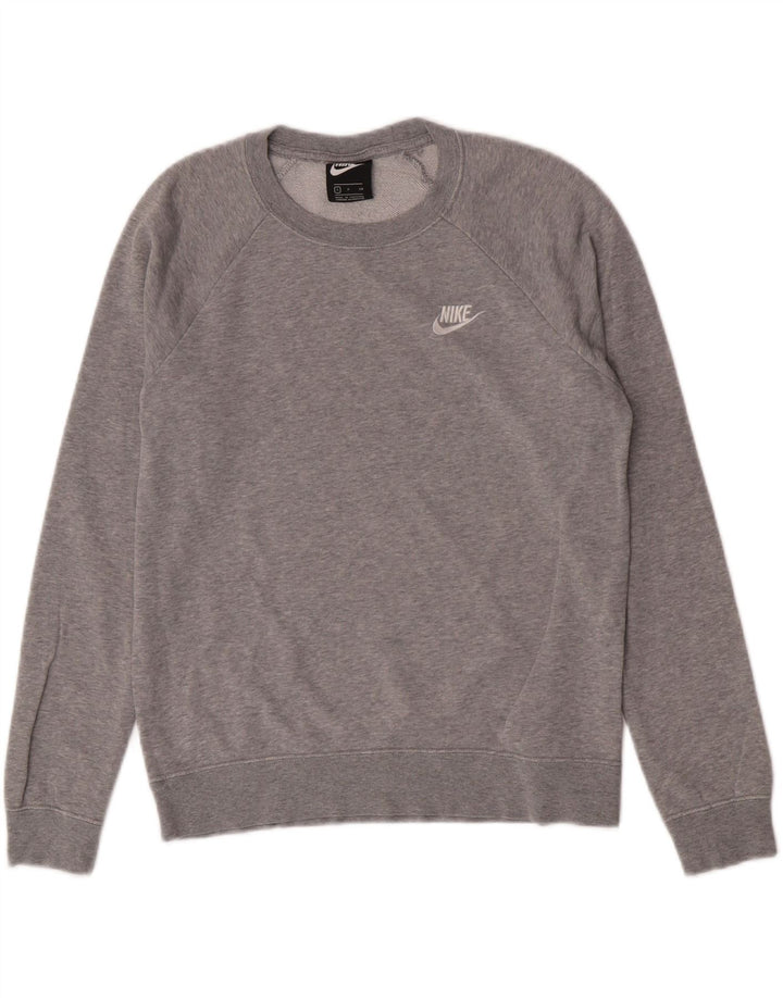 Nike Womens Oversized Sweatshirt Jumper UK 10 Small Grey Flecked Cotton