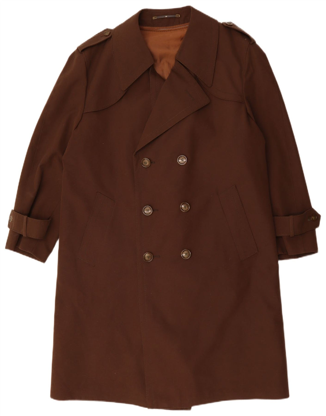 Vintage Mens Double Breasted Trench Coat UK 38 Medium Brown