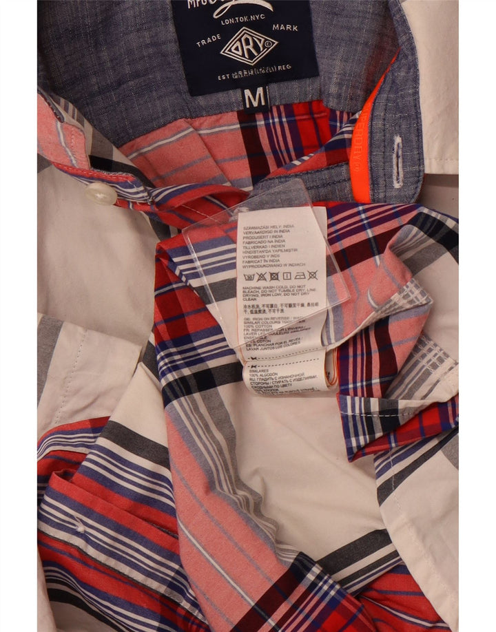 SUPERDRY Mens Regular Fit Short Sleeve Shirt Medium Red Check Cotton