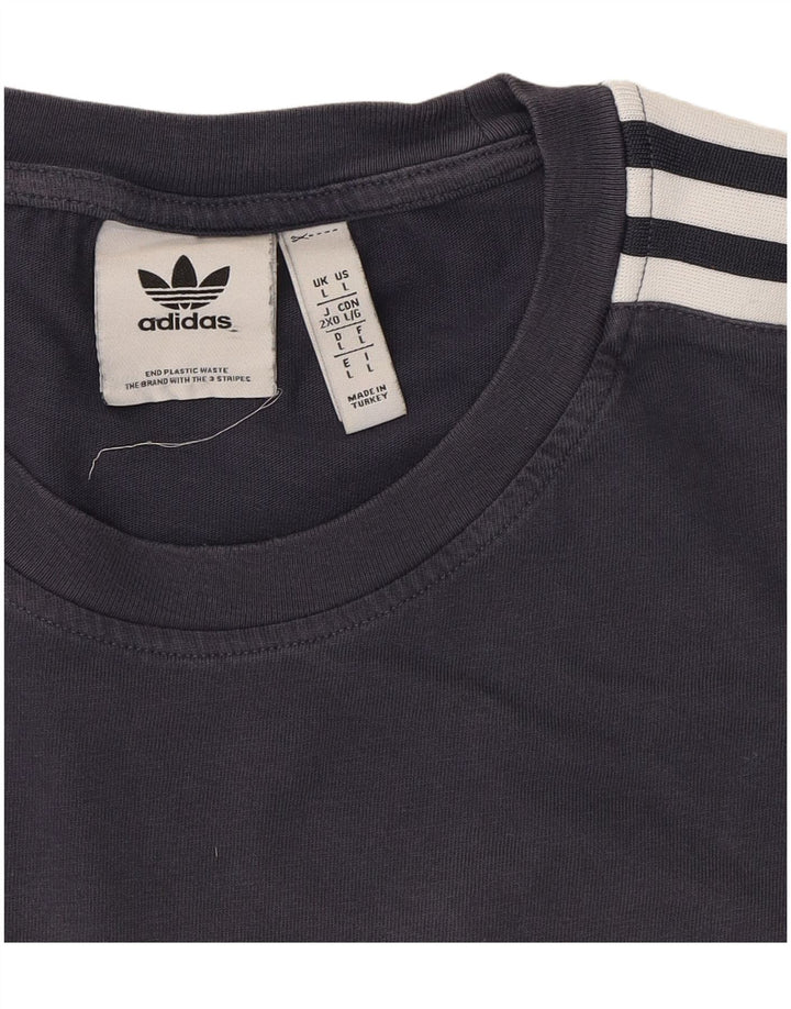 ADIDAS Mens T-Shirt Top Large Navy Blue Cotton