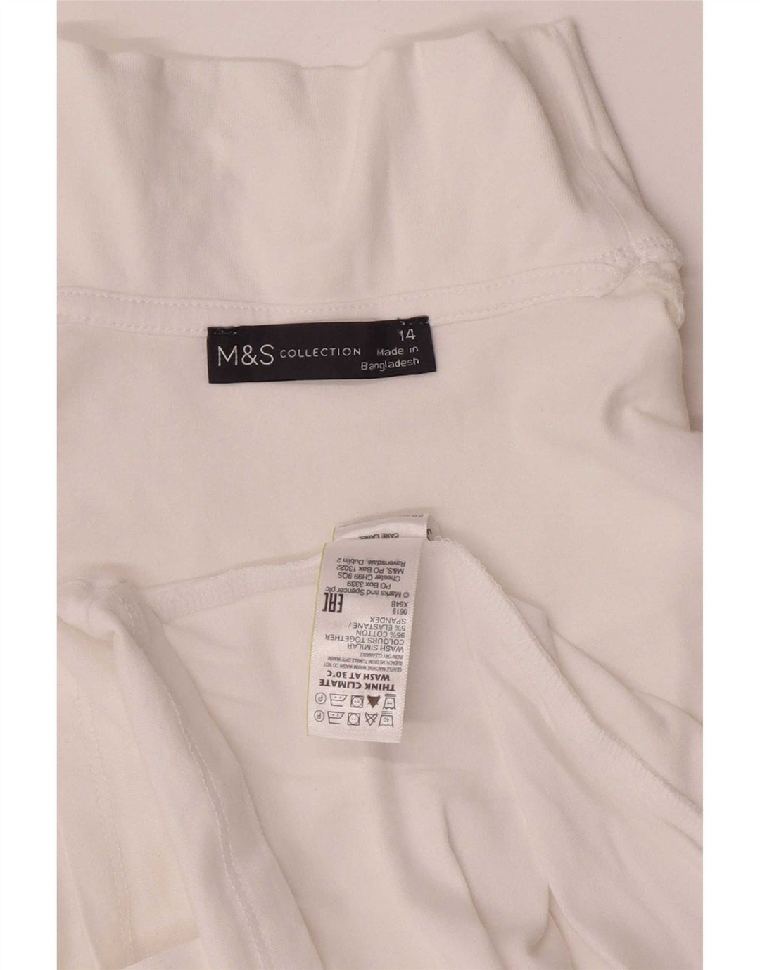 Marks & Spencer Womens Top Long Sleeve UK 14 Large White Cotton