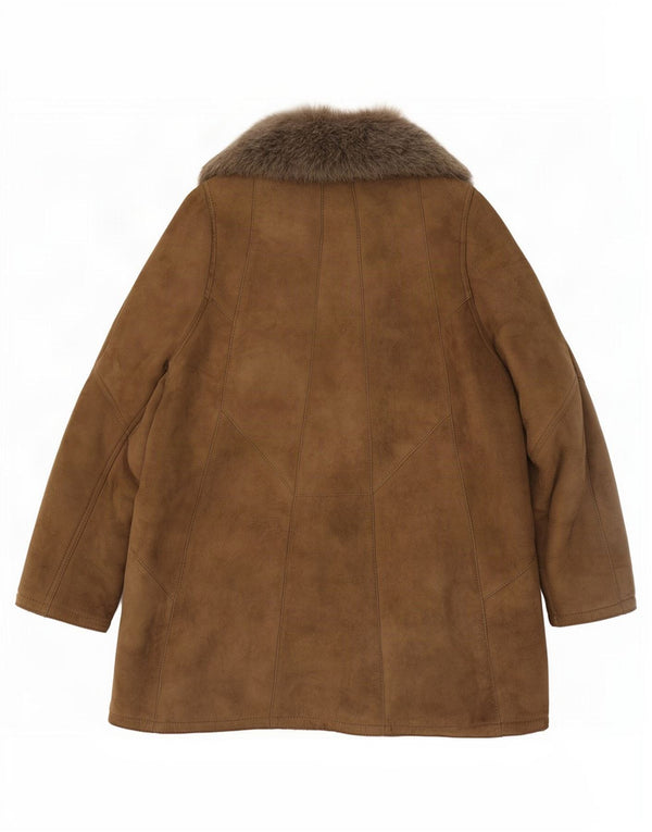 Vintage Womens Shearling Jacket EU 46 XL Brown