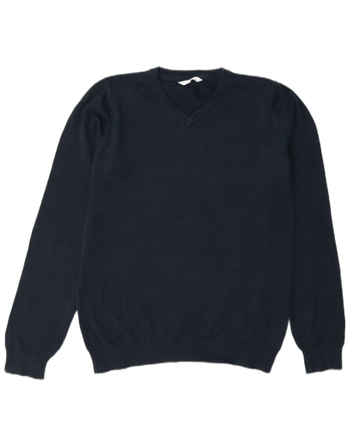 Marks & Spencer Boys Slim V-Neck Jumper Sweater 15-16 Years Navy Blue