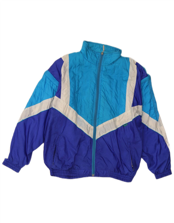 Vintage Mens Tracksuit Top Jacket Small Blue Colourblock
