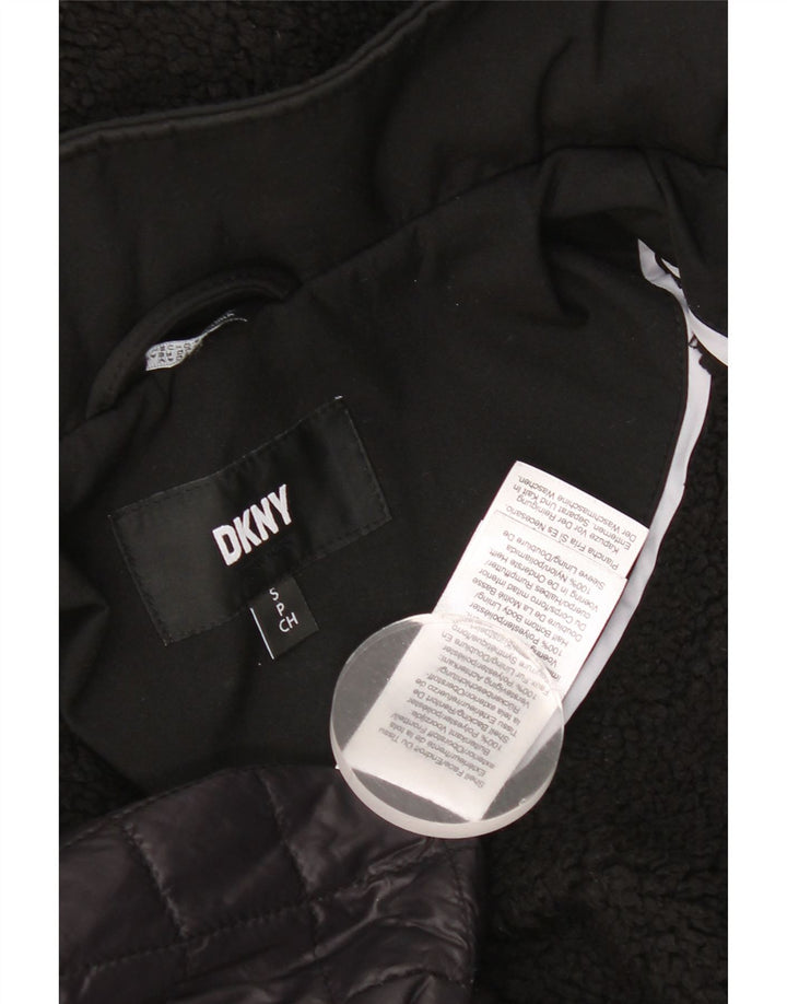 Dkny Womens Hooded Parka Jacket UK 10 Small Black Polyester