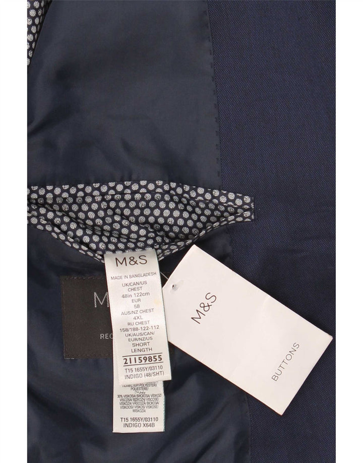 Marks & Spencer Mens 2 Button Regular Fit Blazer Jacket UK 48 2XL Navy Blue