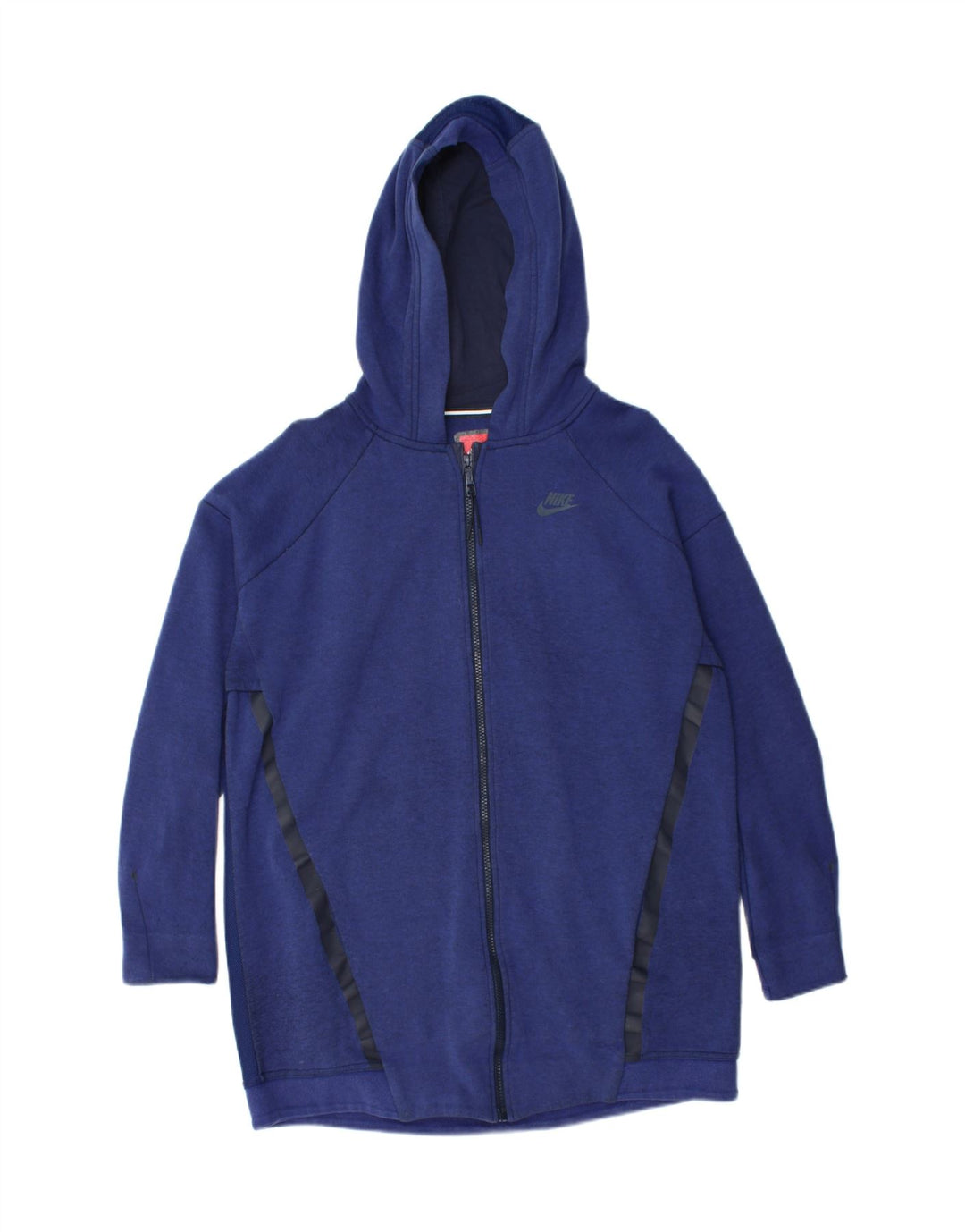 NIKE Mens Zip Hoodie Sweater Medium Blue Colourblock Cotton