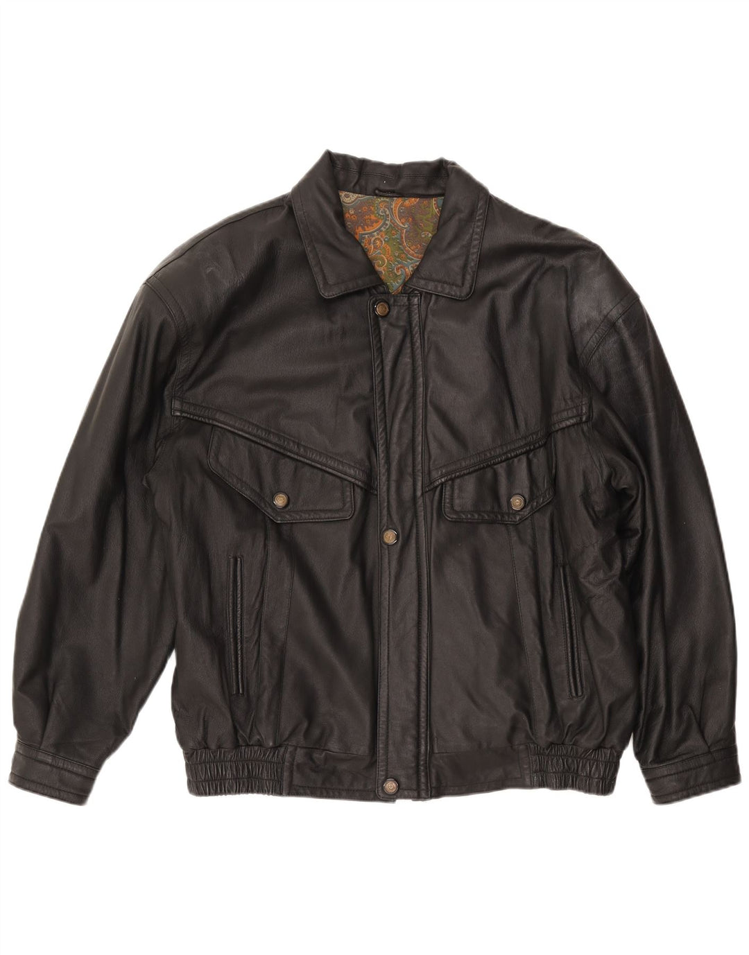 CANDA Mens Leather Jacket UK 44 2XL Black Leather