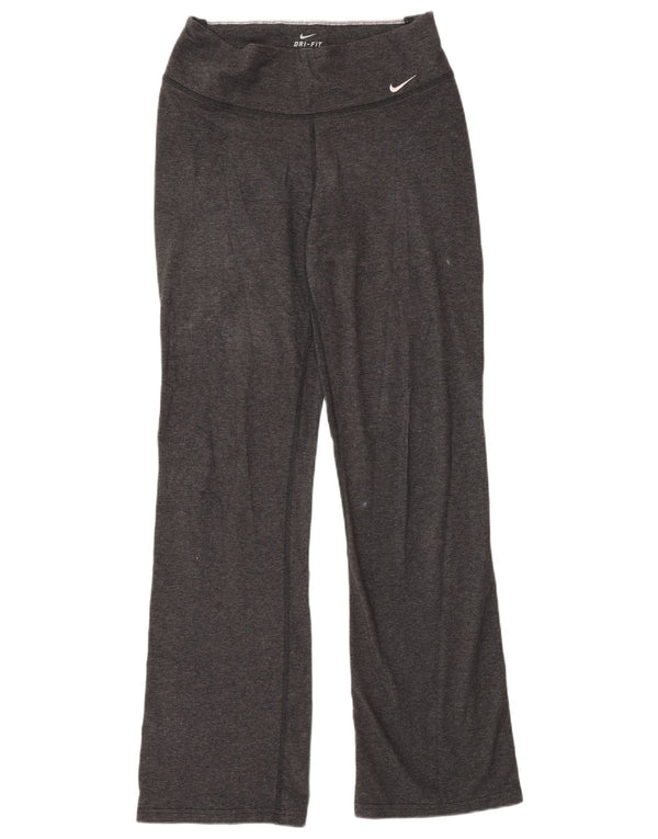 Nike Womens Dri Fit Tracksuit Trousers UK 10 Small Grey Colourblock Cotton