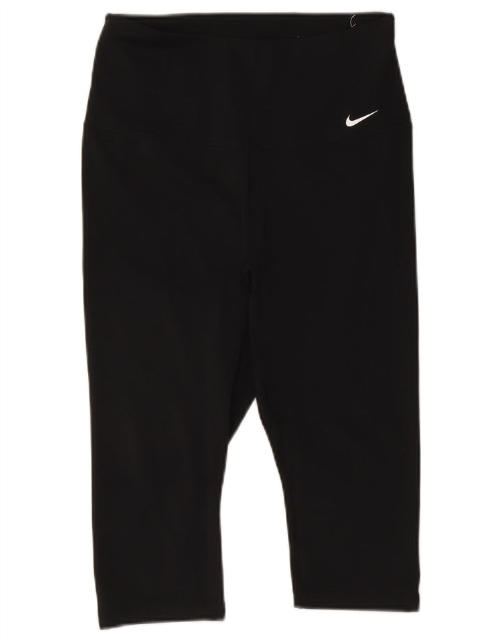 Nike Womens Dri Fit Capri Leggings UK 12 Medium Black Polyester