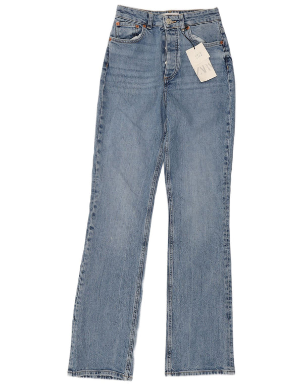 Zara Womens High Waist Bootcut Jeans EU 34 2XS W24 L34 Blue Cotton