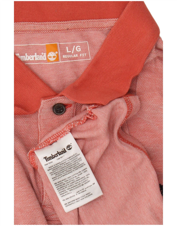 Timberland Mens Regular Fit Polo Shirt Large Pink Cotton