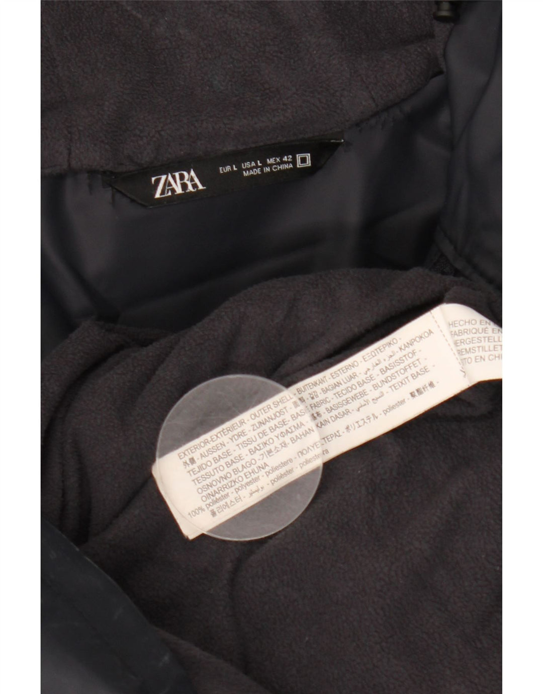 ZARA Mens Hooded Windbreaker Coat UK 40 Large Navy Blue Polyester