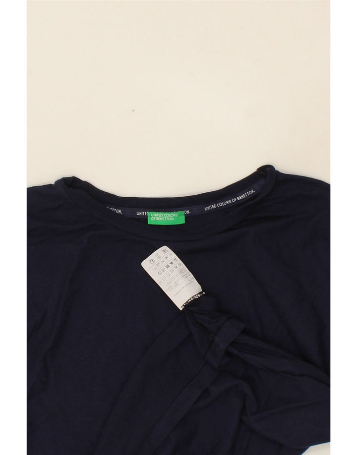 BENETTON Womens Top 3/4 Sleeve UK 10 Small Navy Blue Cotton Vintage Benetton and Second-Hand Benetton from Messina Hembry 