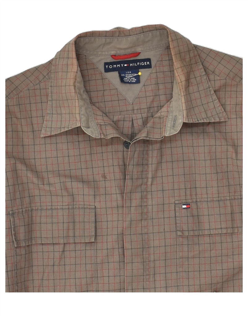 TOMMY HILFIGER Mens Shirt Large Brown Check Cotton | Vintage Tommy Hilfiger | Thrift | Second-Hand Tommy Hilfiger | Used Clothing | Messina Hembry 