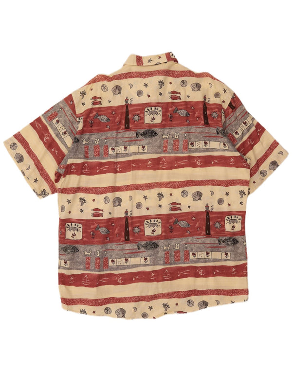 CASA MODA Mens Graphic Short Sleeve Shirt Size 44 XL Beige Striped