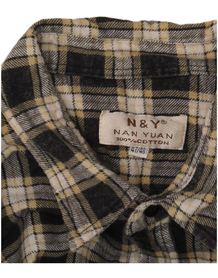 Vintage Mens Flannel Shirt Size 47/48 2XL Black Check Cotton