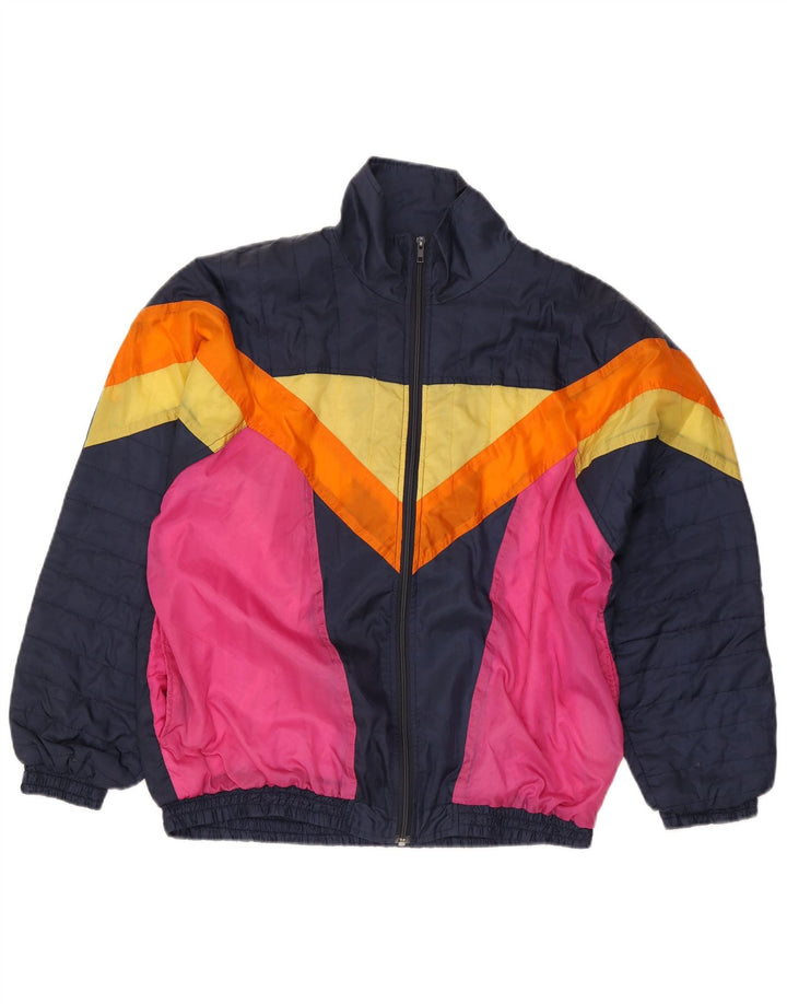 James Arrow Mens Tracksuit Top Jacket XL Navy Blue Colourblock Polyester