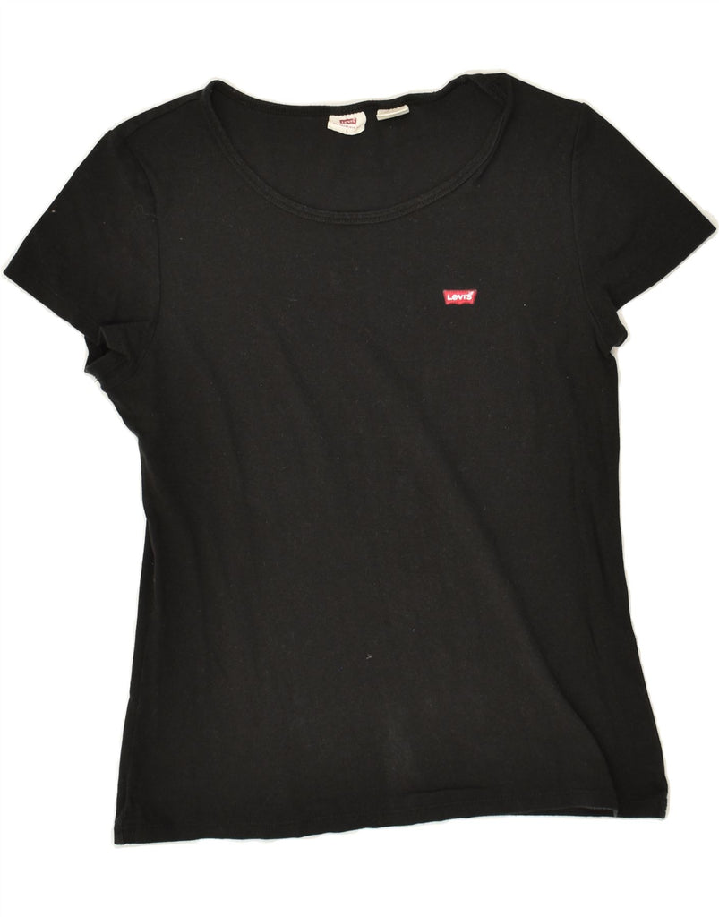 LEVI'S Womens T-Shirt Top UK 14 Large Black Vintage Levi's and Second-Hand Levi's from Messina Hembry 