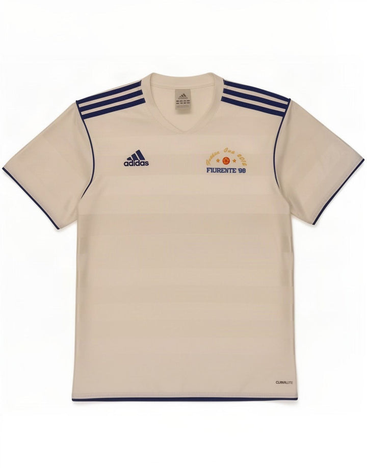 Adidas Mens Climalite T-Shirt Top Medium White Pinstripe Polyester