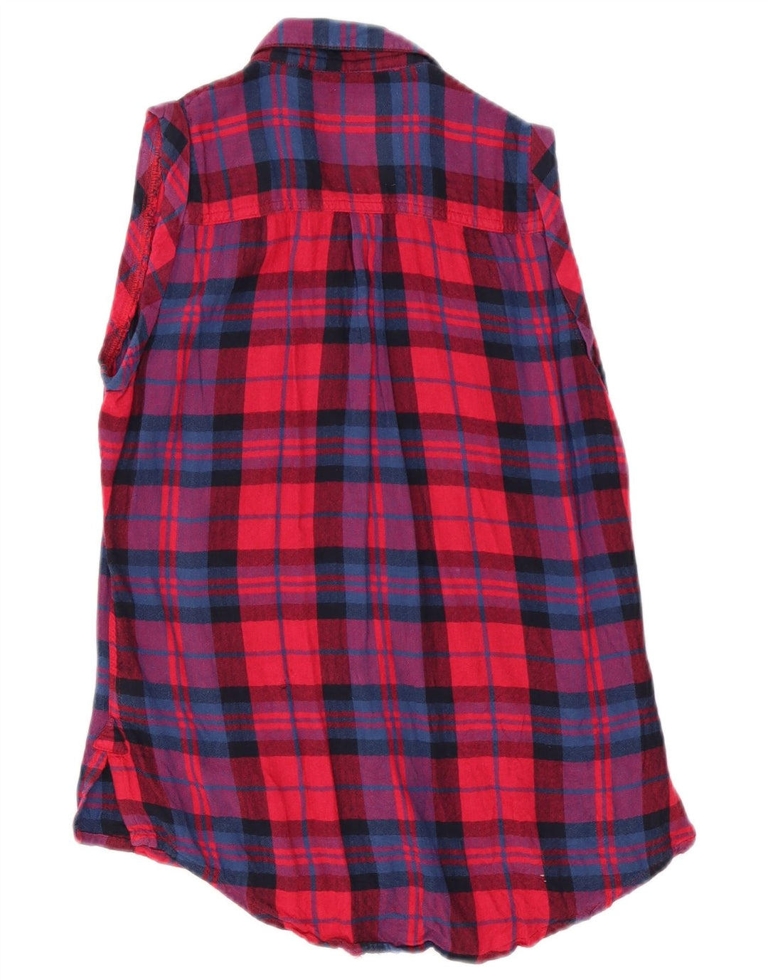 Superdry Womens Oversized Sleeveless Graphic Shirt UK 2 2XS Red Check