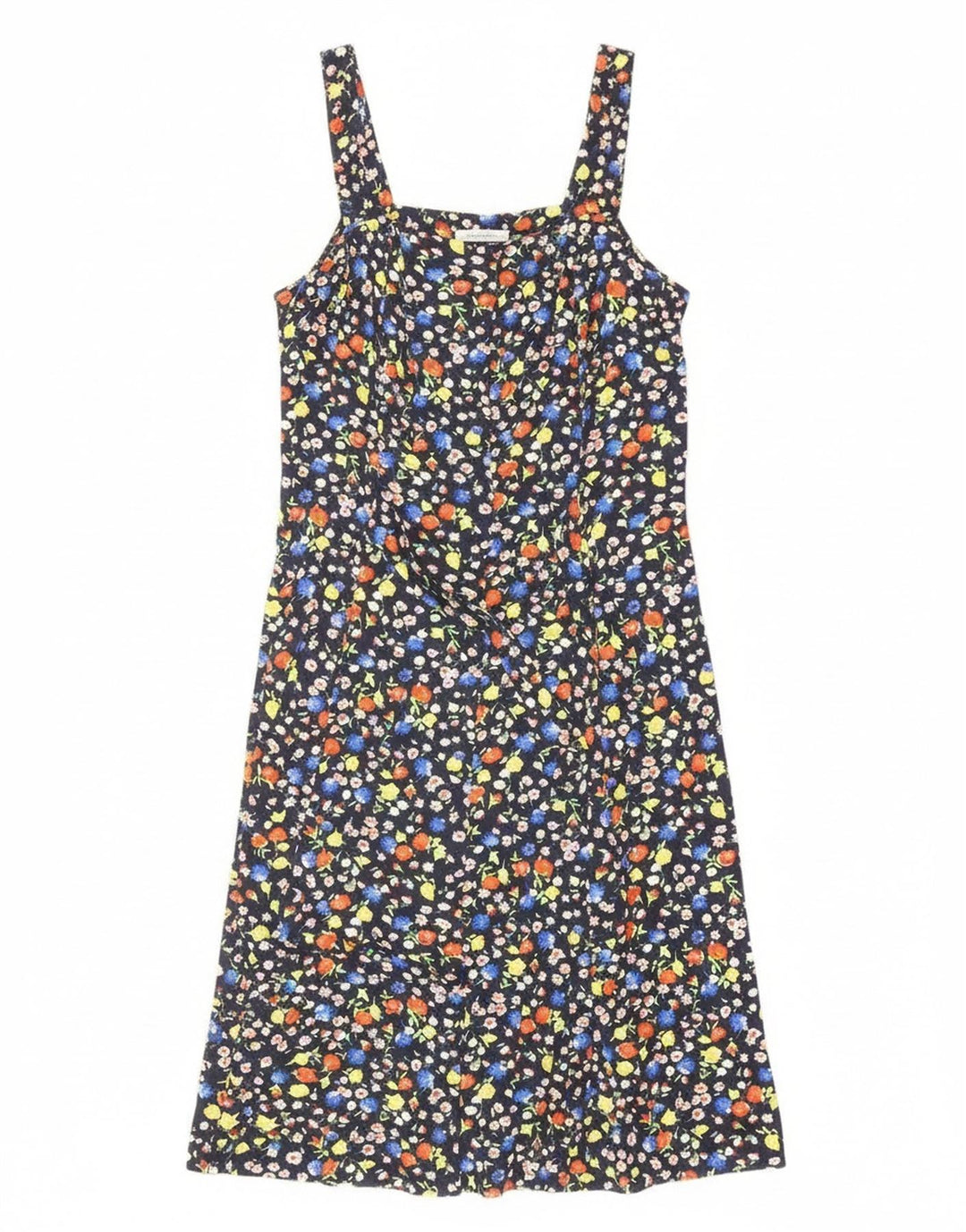Vintage Womens Sundress UK 12 Medium Navy Blue Floral