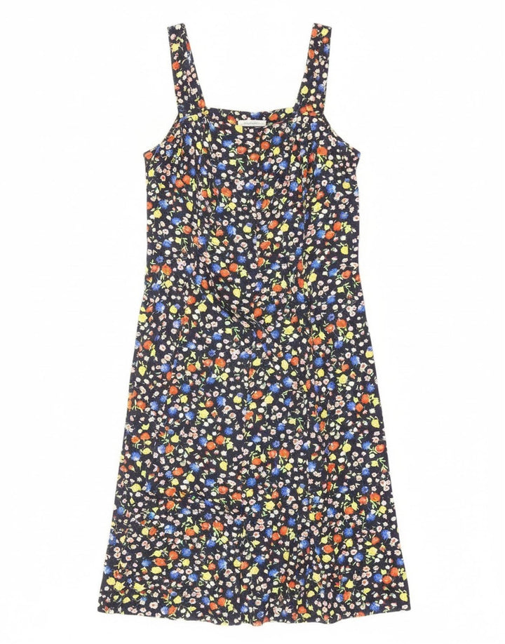 Vintage Womens Sundress UK 12 Medium Navy Blue Floral
