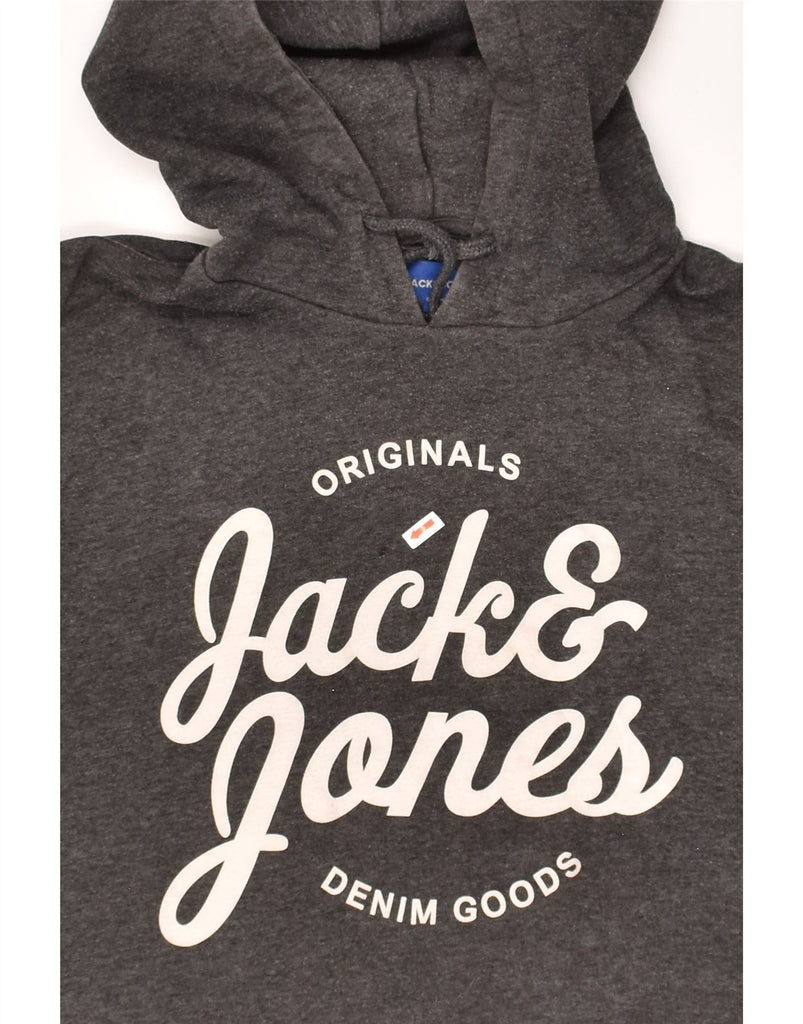 JACK & JONES Mens Graphic Hoodie Jumper Medium Grey Cotton | Vintage Jack & Jones | Thrift | Second-Hand Jack & Jones | Used Clothing | Messina Hembry 