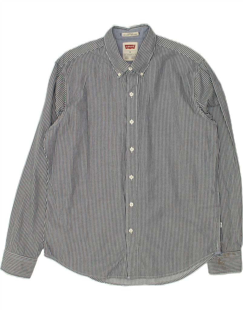 LEVI'S Mens Standard Fit Shirt Medium Grey Striped Cotton | Vintage Levi's | Thrift | Second-Hand Levi's | Used Clothing | Messina Hembry 