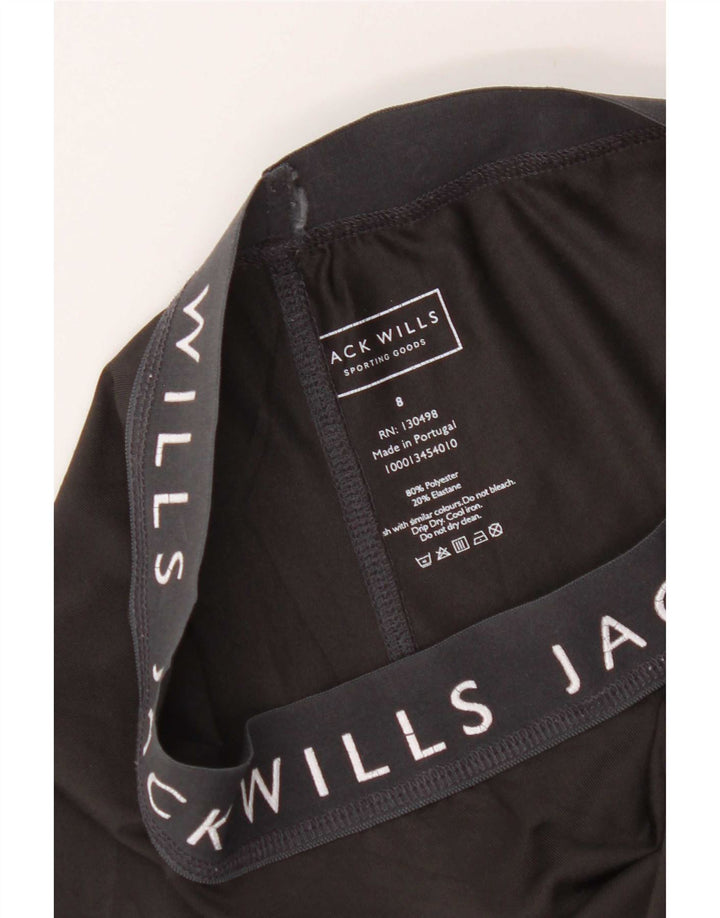 Jack Wills Womens Graphic Leggings UK 8 Small Black Polyester