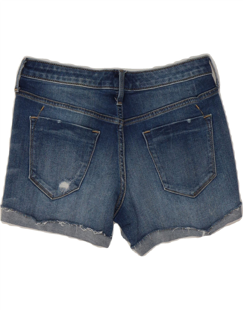 MOSSIMO Womens Mid Rise Distressed Denim Shorts US 2 XS W26 Blue Cotton Vintage Mossimo and Second-Hand Mossimo from Messina Hembry 