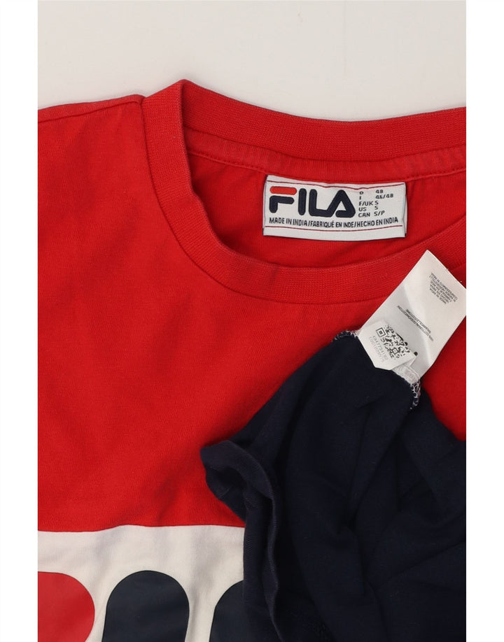 FILA Mens Graphic T-Shirt Top Small Multicoloured Colourblock Cotton