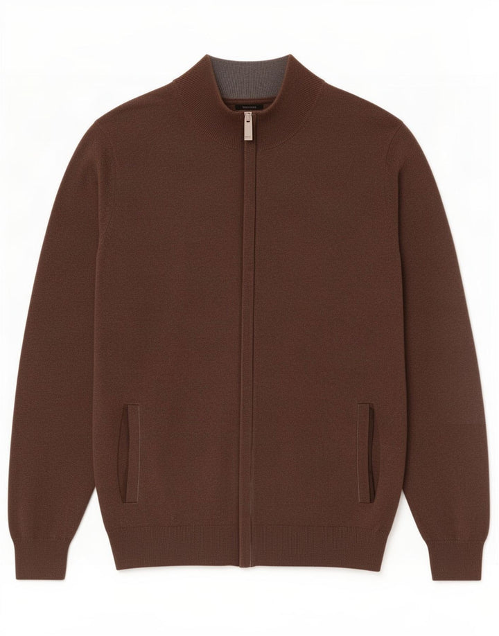 Massimo Dutti Mens Cardigan Sweater Medium Brown Cotton
