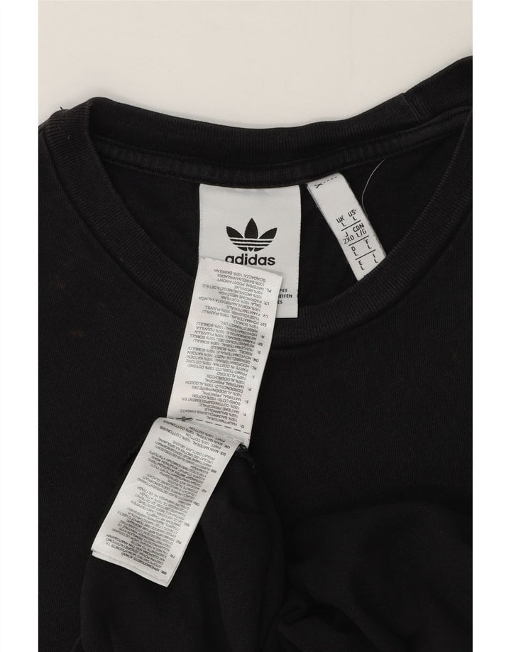 Adidas Mens T-Shirt Top Large Black Cotton