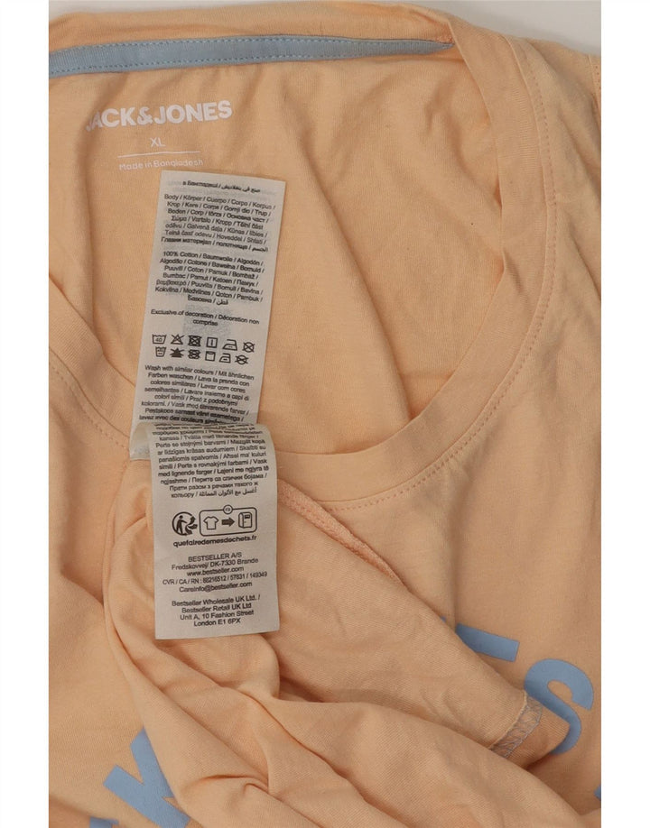 Jack & Jones Mens Graphic Vest Top XL Beige Cotton