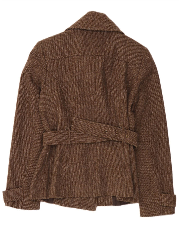 Zara Womens Pea Coat UK 12 Medium Brown Polyester