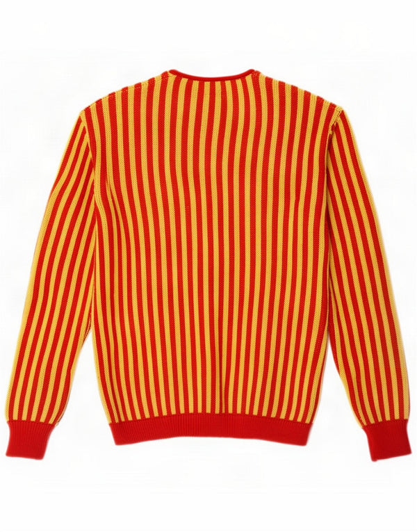 Vintage Mens Cardigan Sweater Medium Yellow Striped