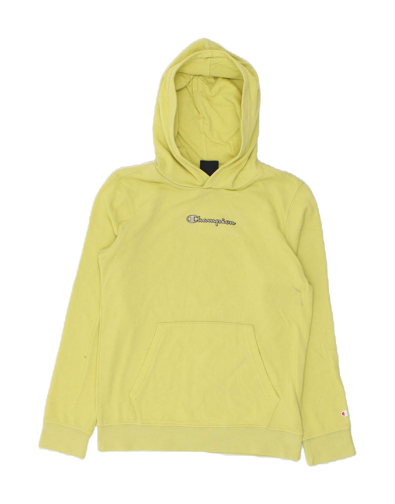 CHAMPION Boys Hoodie Jumper 11-12 Years Yellow Cotton | Vintage Champion | Thrift | Second-Hand Champion | Used Clothing | Messina Hembry 