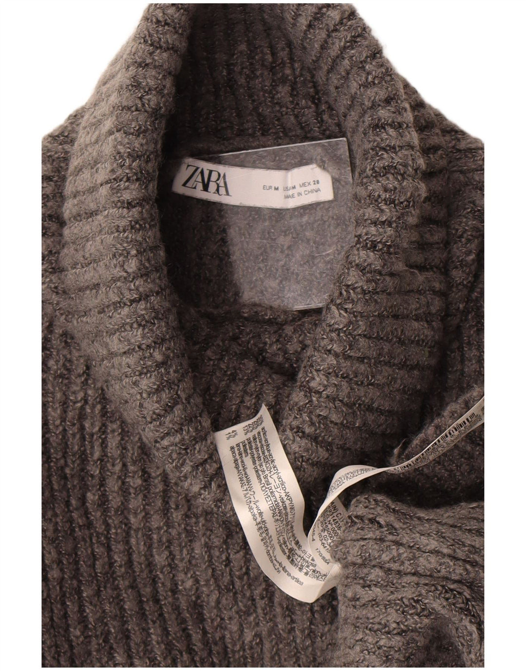 Zara Womens Crop Oversized Roll Neck Jumper Sweater UK 14 Medium Grey