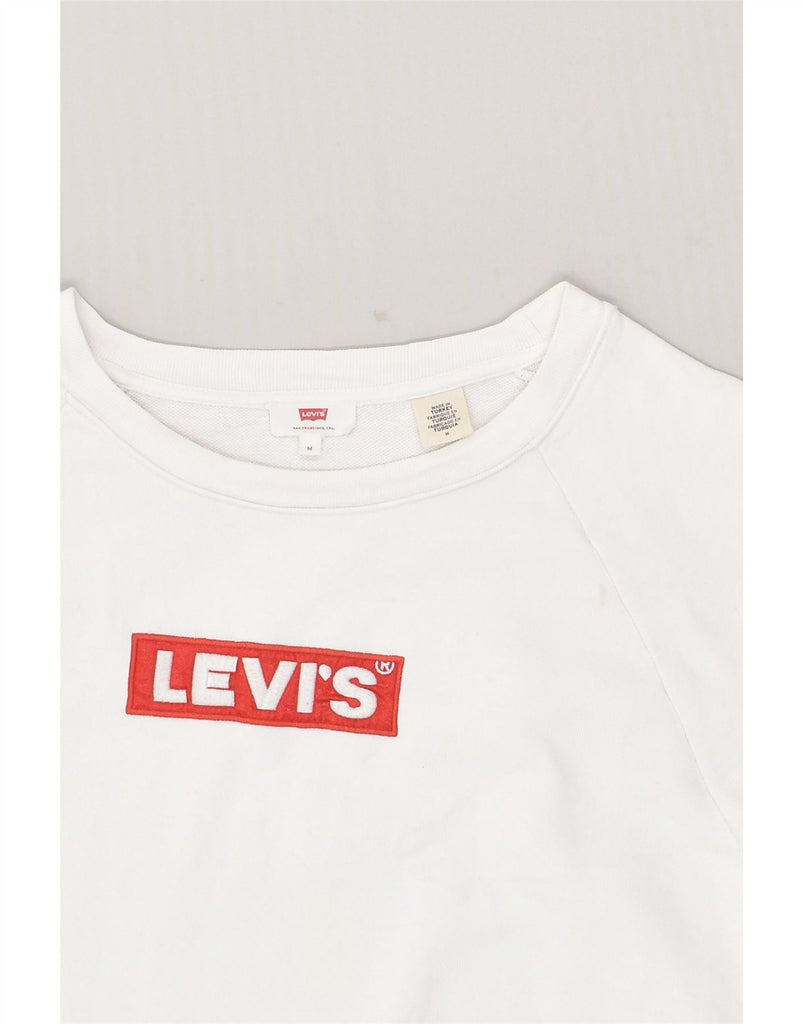 LEVI'S Womens Loose Fit Graphic Sweatshirt Jumper UK 14 Medium White | Vintage Levi's | Thrift | Second-Hand Levi's | Used Clothing | Messina Hembry 