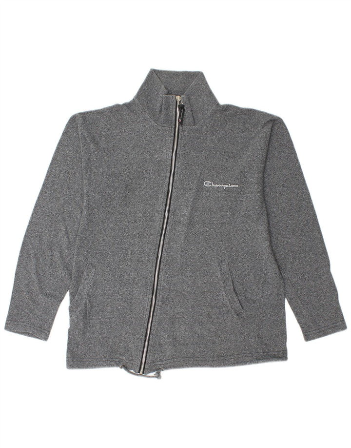 Champion Womens Tracksuit Top Jacket UK 14 Medium Grey Flecked Cotton