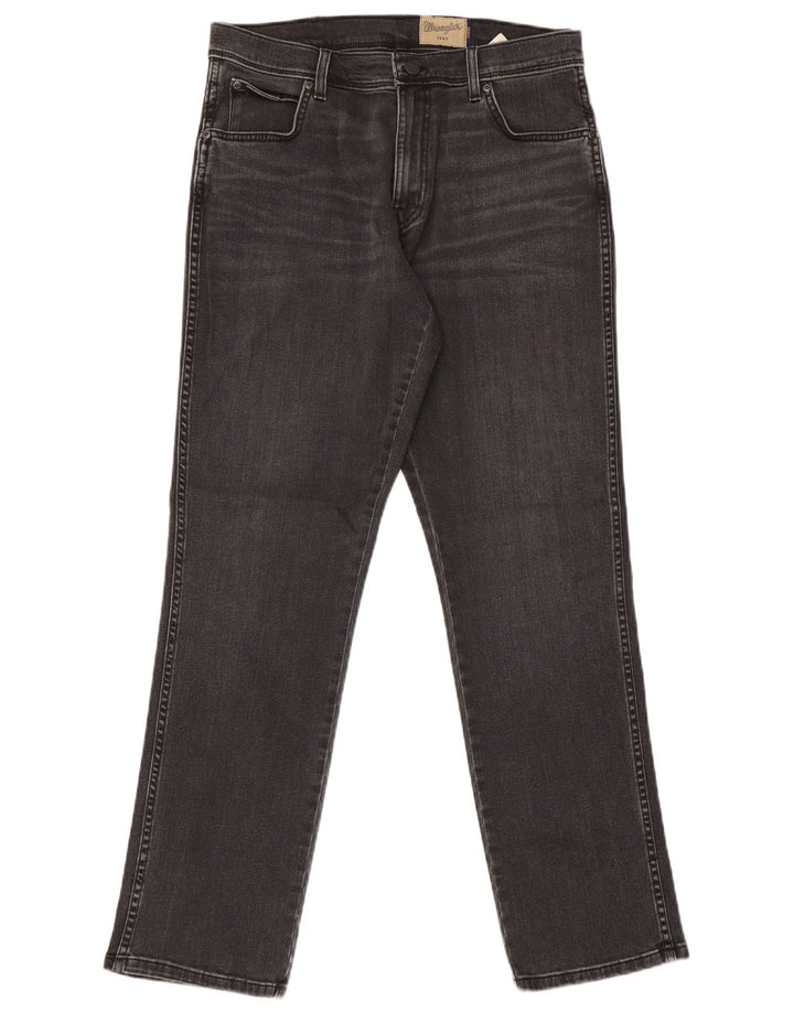 Wrangler Mens Texas Stretch Straight Jeans W34 L32 Black Cotton