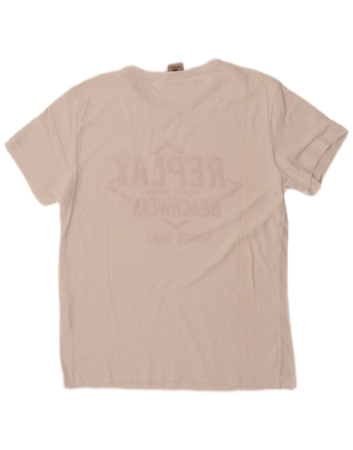 Replay Mens Graphic T-Shirt Top Small White
