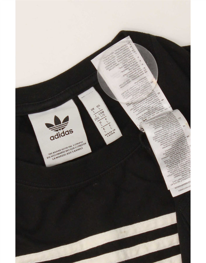 Adidas Mens Regular Graphic T-Shirt Top Large Black Striped Cotton