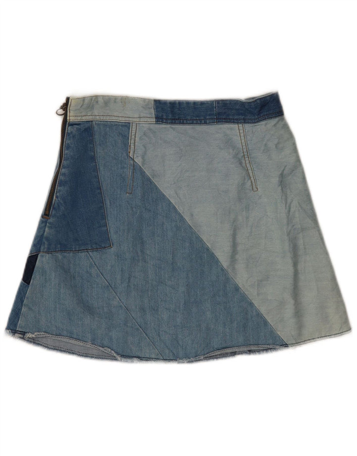 ZARA Womens Mini Denim Skirt XS W24 Blue Colourblock