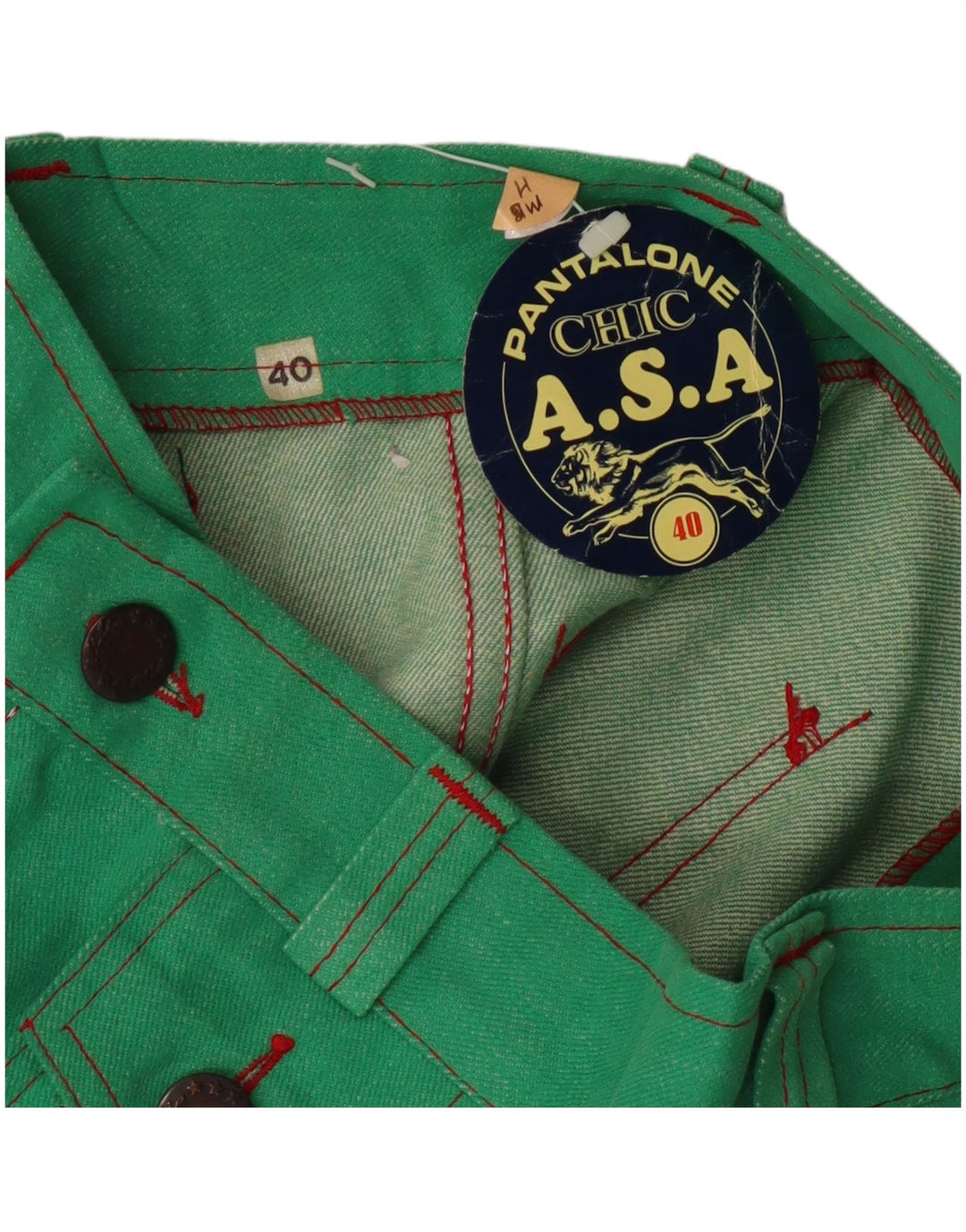 Chic Womens Flare Casual Trousers IT 40 Small W24 L28 Green