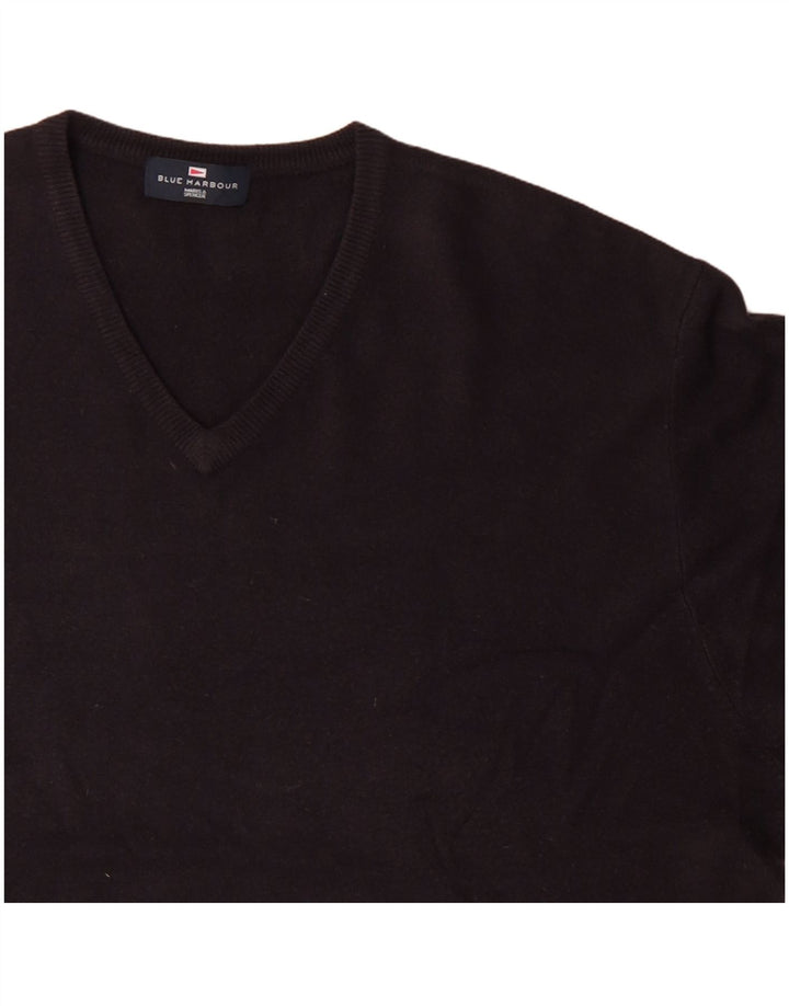 Marks & Spencer Mens Blue Harbour V-Neck Jumper Sweater 2XL Navy Blue