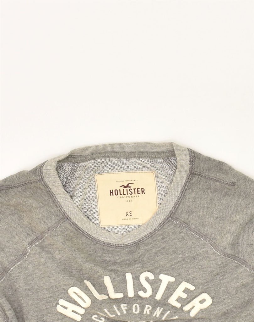 HOLLISTER Womens Graphic Sweatshirt Jumper UK 6 XS Grey Cotton | Vintage Hollister | Thrift | Second-Hand Hollister | Used Clothing | Messina Hembry 