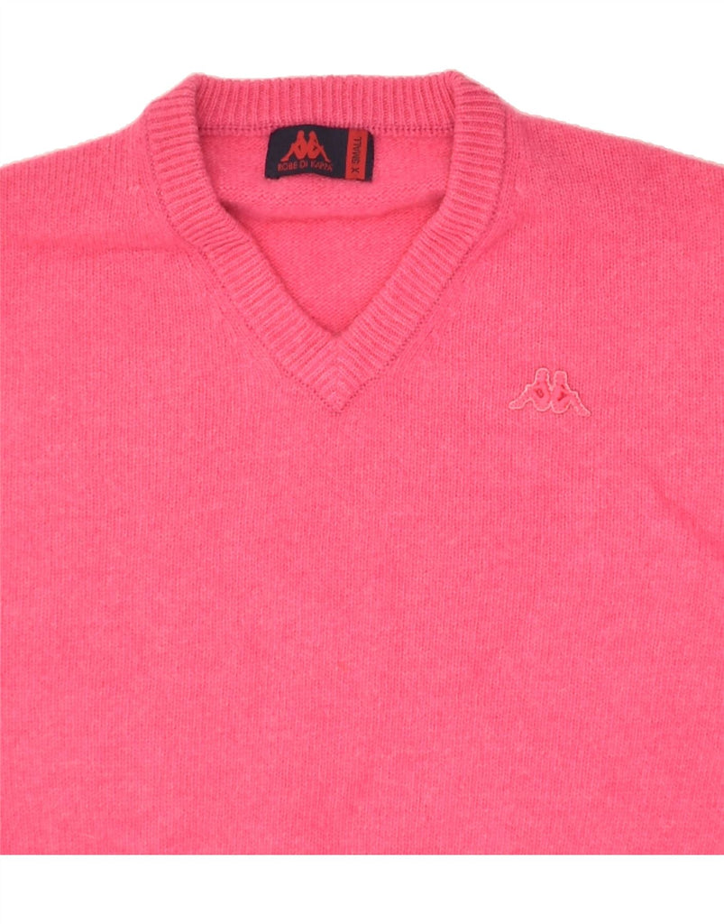 KAPPA Womens V-Neck Jumper Sweater UK 6 XS Pink Wool | Vintage Kappa | Thrift | Second-Hand Kappa | Used Clothing | Messina Hembry 